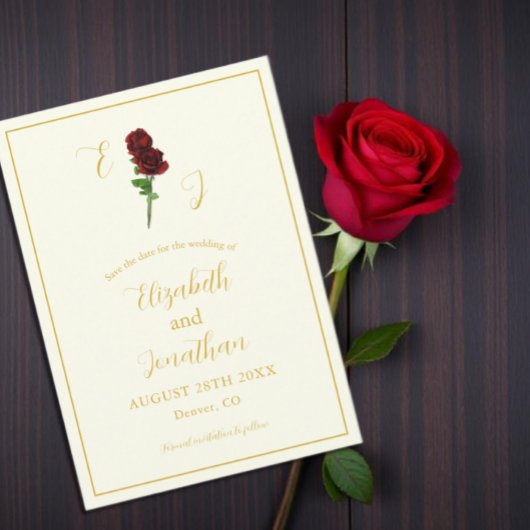 Hochzeit der Elfenbeingoldene Rose Save The Date