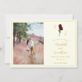 Hochzeit der Elfenbeingoldene Rose Save The Date (Vorderseite)
