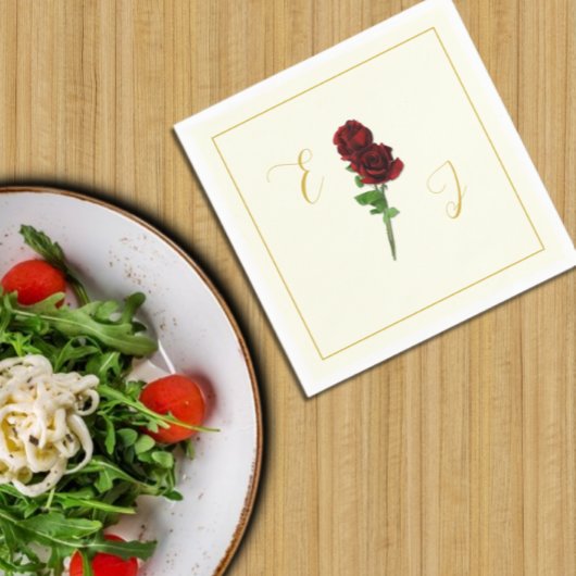 Hochzeit der Elfenbeingoldene Rose Serviette