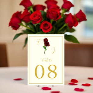 Hochzeit der Elfenbeingoldene Rose Tischnummer
