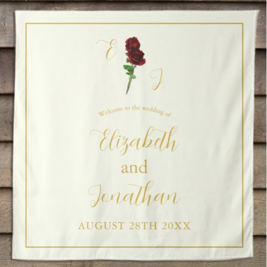 Hochzeit der Elfenbeingoldene Rose Wandteppich