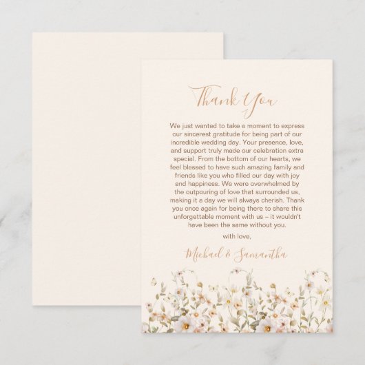 Hochzeit der Elfenbeinküste und der Wildblume Blus Dankeskarte (Vorne/Hinten)