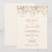 Hochzeit der Elfenbeinküste und der Wildblume Blus Einladung (Vorne/Hinten)