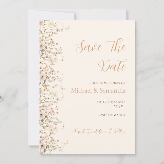 Hochzeit der Elfenbeinküste und der Wildblume Blus Save The Date (Vorderseite)