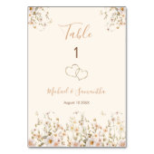 Hochzeit der Elfenbeinküste und der Wildblume Blus Tischnummer (Rückseite)