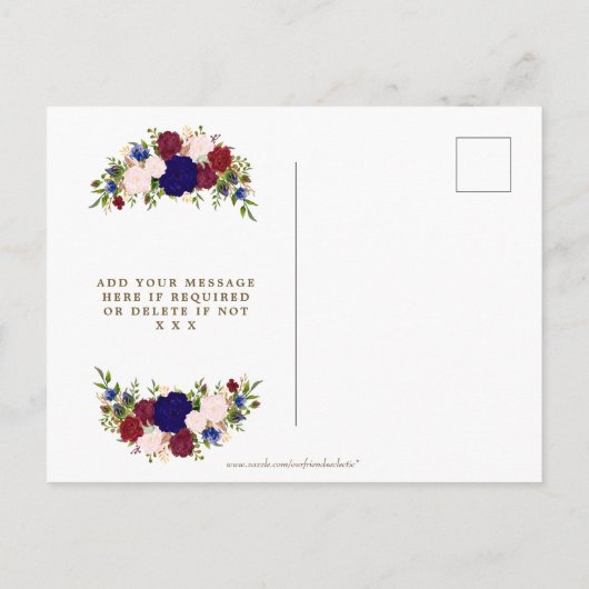 Hochzeit der Elfenbeinmarinade speichert das Datum Ankündigungspostkarte (Rückseite)