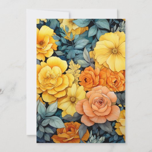 Hochzeit der Erdtöne und der kanarisch-gelben Flor Einladung (Rückseite)