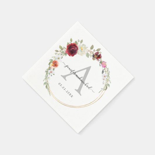 Hochzeit der Eukalyptus-Blume Monogramm Serviette (Ecke)