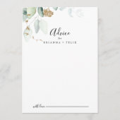 Hochzeit der Eukalyptus-Goldkalligrafie Hinweiskarte (Vorderseite)