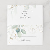 Hochzeit der Eukalyptus-Goldkalligrafie Platzkarte (Außenseite Aufgefaltet)