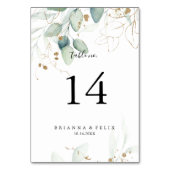 Hochzeit der Eukalyptus-Goldkalligrafie Tischnummer (Vorderseite)