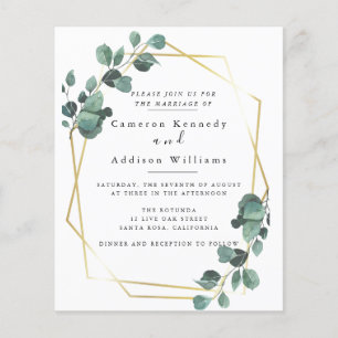 Hochzeit der Eukalyptus-Grüne, goldene Geometrie Flyer