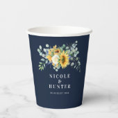 Hochzeit der Eukalyptus-Sonnenblume Pappbecher (Rückseite)