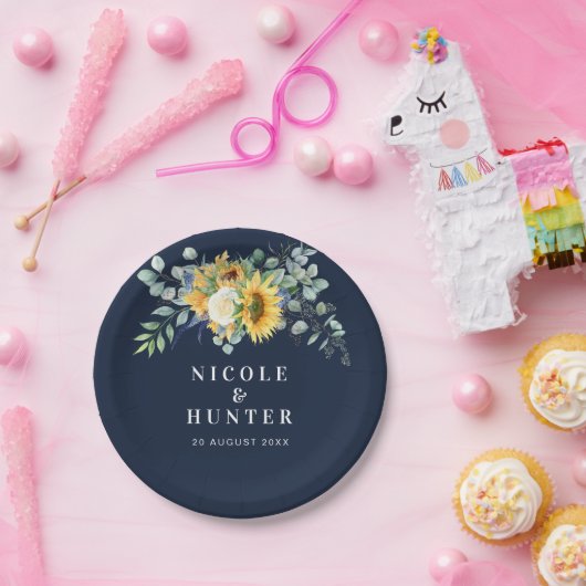 Hochzeit der Eukalyptus-Sonnenblume Pappteller (Party)