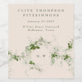 Hochzeit der Eukalyptus Wreath Monogram Weinetikett (Einzelnes Label)