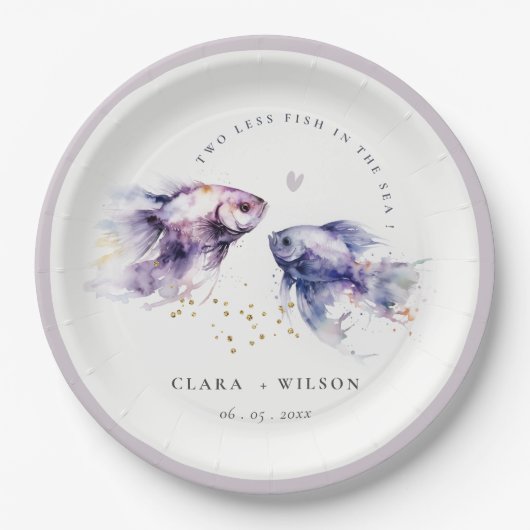 Hochzeit der Fischküste von Lilac Pappteller (Vorderseite)