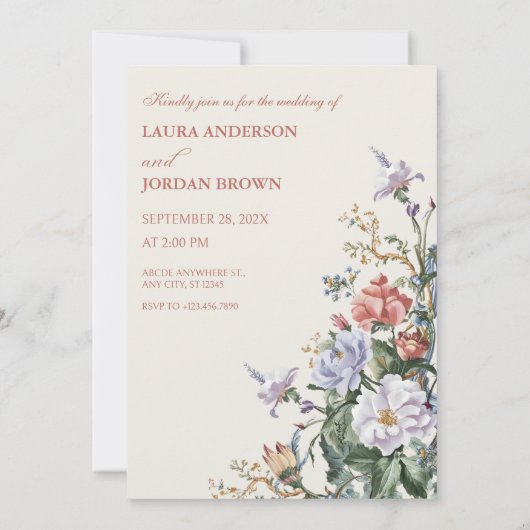 Hochzeit der Flora Fauna Einladung (Rückseite)