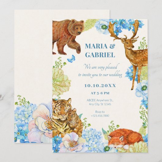 Hochzeit der Flora safari Einladung (Vorne/Hinten)