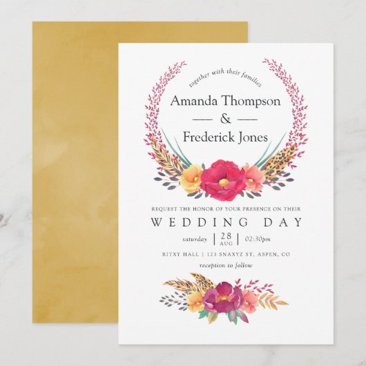 Hochzeit der Flora und Fauna Einladung (Vorne/Hinten)