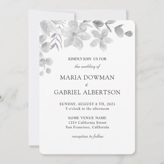 Hochzeit der Flora und Fauna in Schwarz-Weiß Einladung (Vorderseite)