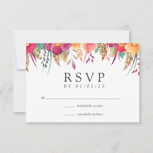 Hochzeit der Flora und Fauna RSVP Karte (Vorderseite)