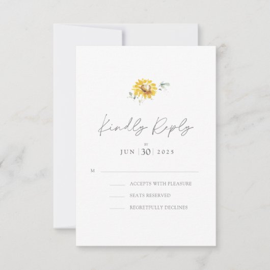 Hochzeit der Gelbblütenblume RSVP Karte (Vorderseite)