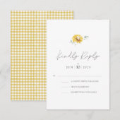 Hochzeit der Gelbblütenblume RSVP Karte (Vorne/Hinten)