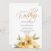Hochzeit der Gelbblütenblütenblüte Einladung (Vorne/Hinten)