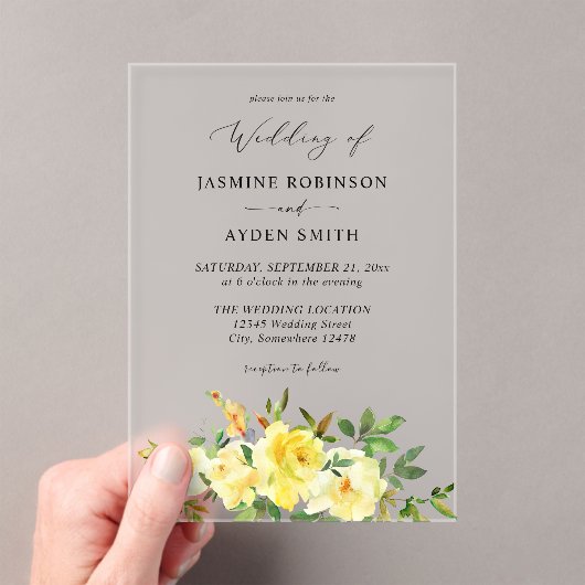 Hochzeit der Gelben Flora Acryleinladungen (Insitu (Handheld))