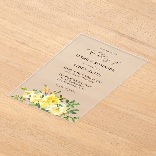 Hochzeit der Gelben Flora Acryleinladungen (Ablage )