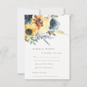 Hochzeit der gelben Marineblacht RSVP Karte (Vorderseite)