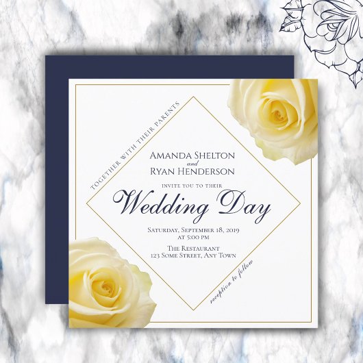 Hochzeit der Gelben Rose Einladung