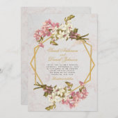 Hochzeit der geometrischen Blütenmarmor Einladung (Vorne/Hinten)