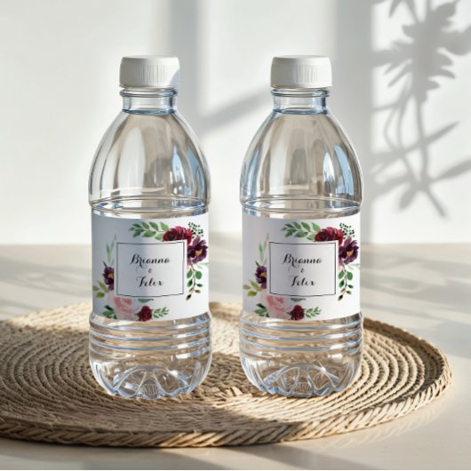 Hochzeit der geometrischen Frühlingsbläschen Wasserflaschenetikett