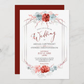 Hochzeit der geometrischen Korallen Einladung (Vorne/Hinten)