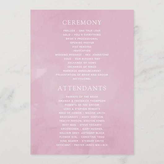 Hochzeit der geometrischen rosa Frühlingskirsche Programm (Rückseite)