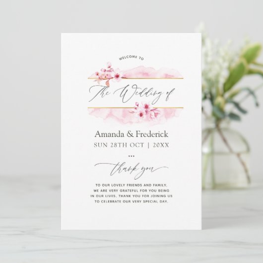 Hochzeit der geometrischen rosa Frühlingskirsche Programm (Stehend Vorderseite)