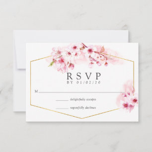 Hochzeit der geometrischen rosa Frühlingskirsche RSVP Karte