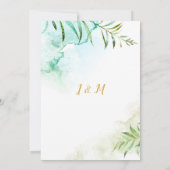 Hochzeit der geometrischen rosa grünen Botanicals Einladung (Rückseite)