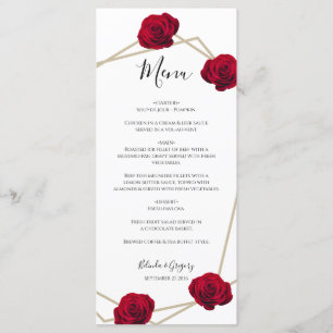 Hochzeit der geometrischen Rote Rose Menükarte