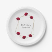 Hochzeit der geometrischen Rote Rose Pappteller (Vorderseite)