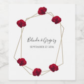 Hochzeit der geometrischen Rote Rose Weinetikett (Einzelnes Label)