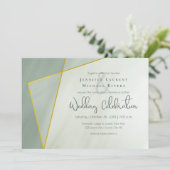 Hochzeit der geometrischen Schrift Graujade Einladung (Stehend Vorderseite)