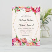 Hochzeit der geometrischen Wasserfarbenkoralle Einladung (Stehend Vorderseite)