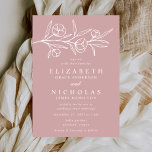 Hochzeit der gezeichneten blühenden Dusty-Rose Einladung<br><div class="desc">Elegante blumengeschmückte Einladungen mit weißen Blume und Blätter in der Nähe des oberen Teils der Einladung mit einem staubigen Rose Hintergrund. Persönliche Hochzeitseinladung mit Ihren Namen und Hochzeitsdetails unten in klassisch weißer Schrift. Entworfen,  um mit unserer Hochzeitskollektion Sketched Floral zu koordinieren.</div>