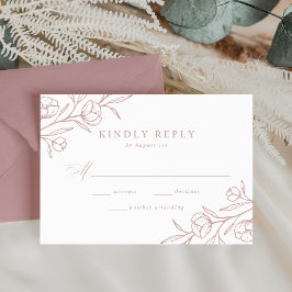 Hochzeit der gezeichneten blühenden Dusty-Rose RSVP Karte