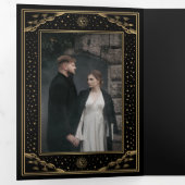 Hochzeit der Gold Sun and Moon Tarot Card Dreifach Gefaltete Einladung (Innen Erste Seite)