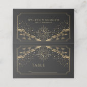 Hochzeit der Gold Sun and Moon Tarot Card Platzkarte (Außenseite Aufgefaltet)