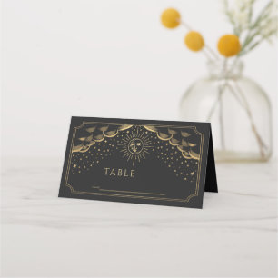 Hochzeit der Gold Sun and Moon Tarot Card Platzkarte