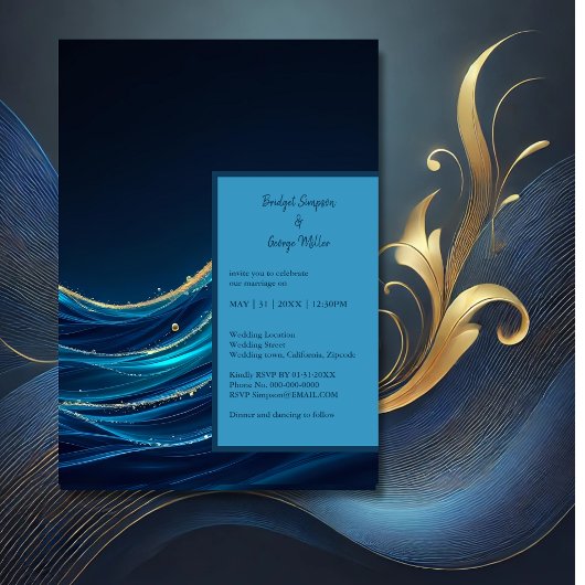 Hochzeit der Golden Accented Abstrakt Ocean Waves